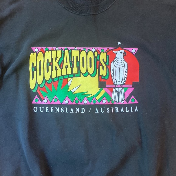 Vintage screen print graphic Queensland Australia crewneck sweatshirt cockatoo - Picture 2 of 9